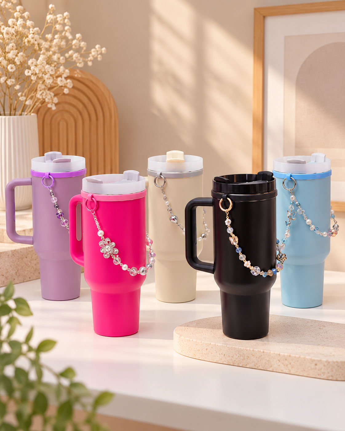 BinArt Thermoflasche mit Perlen-Anhänger