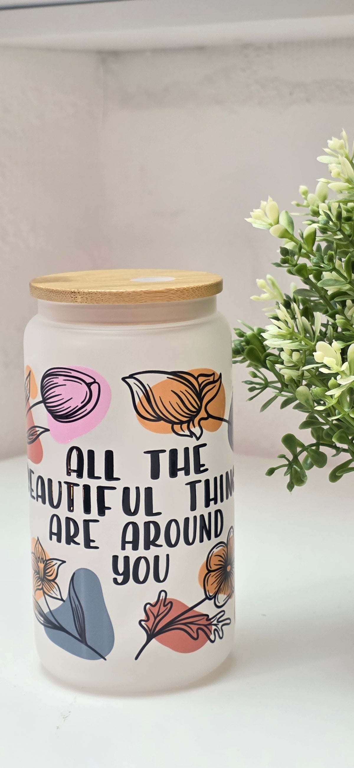 BinArt Motivglas mit Bambusdeckel