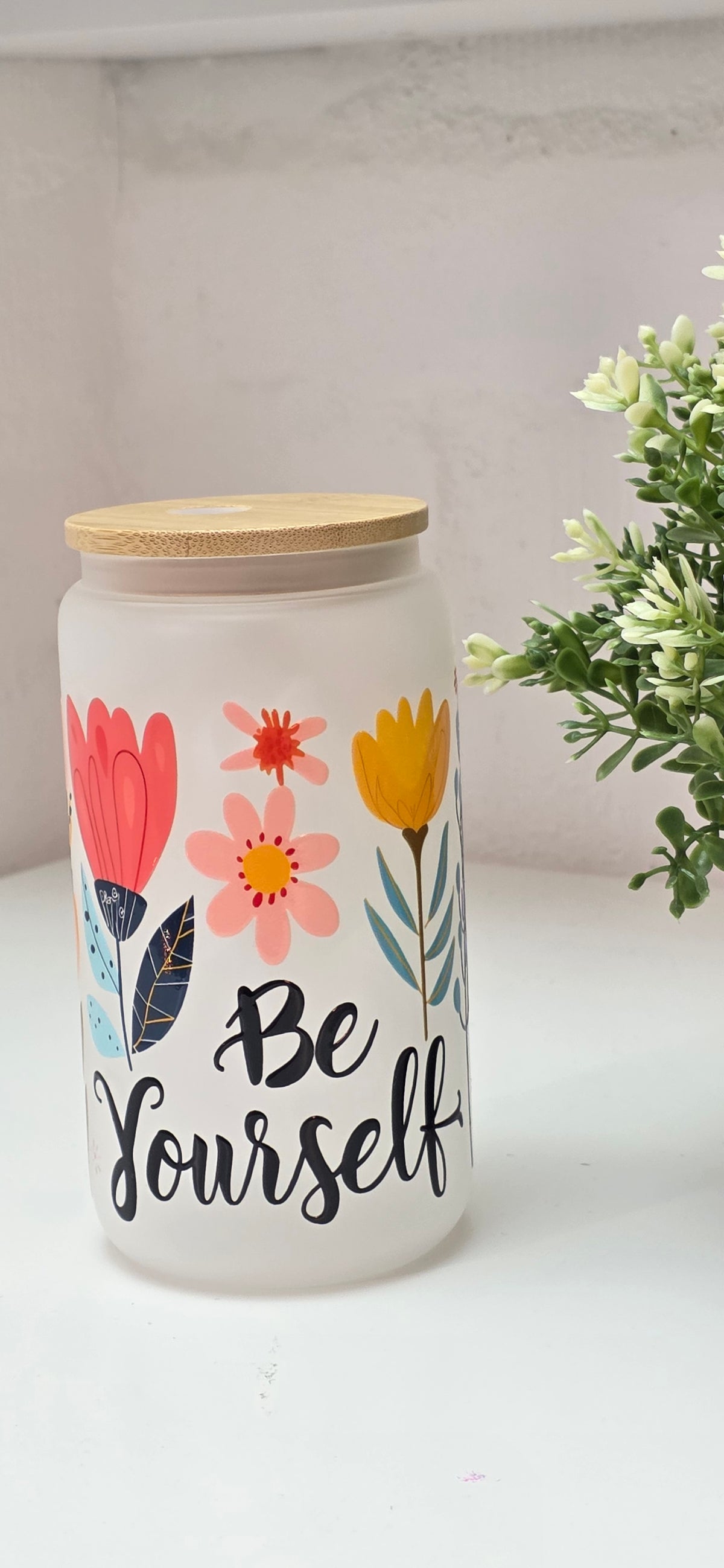 BinArt Motivglas mit Bambusdeckel