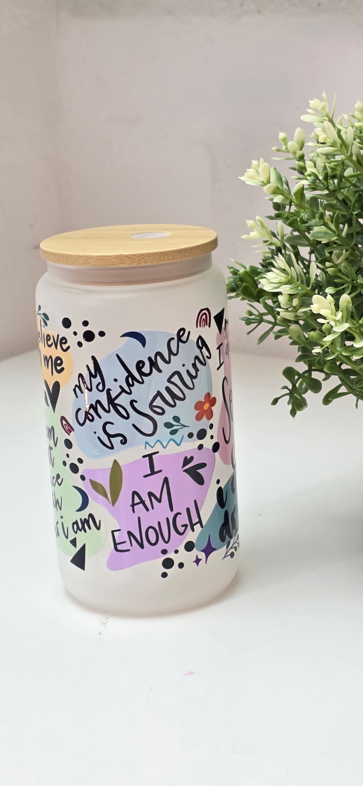 BinArt Motivglas mit Bambusdeckel